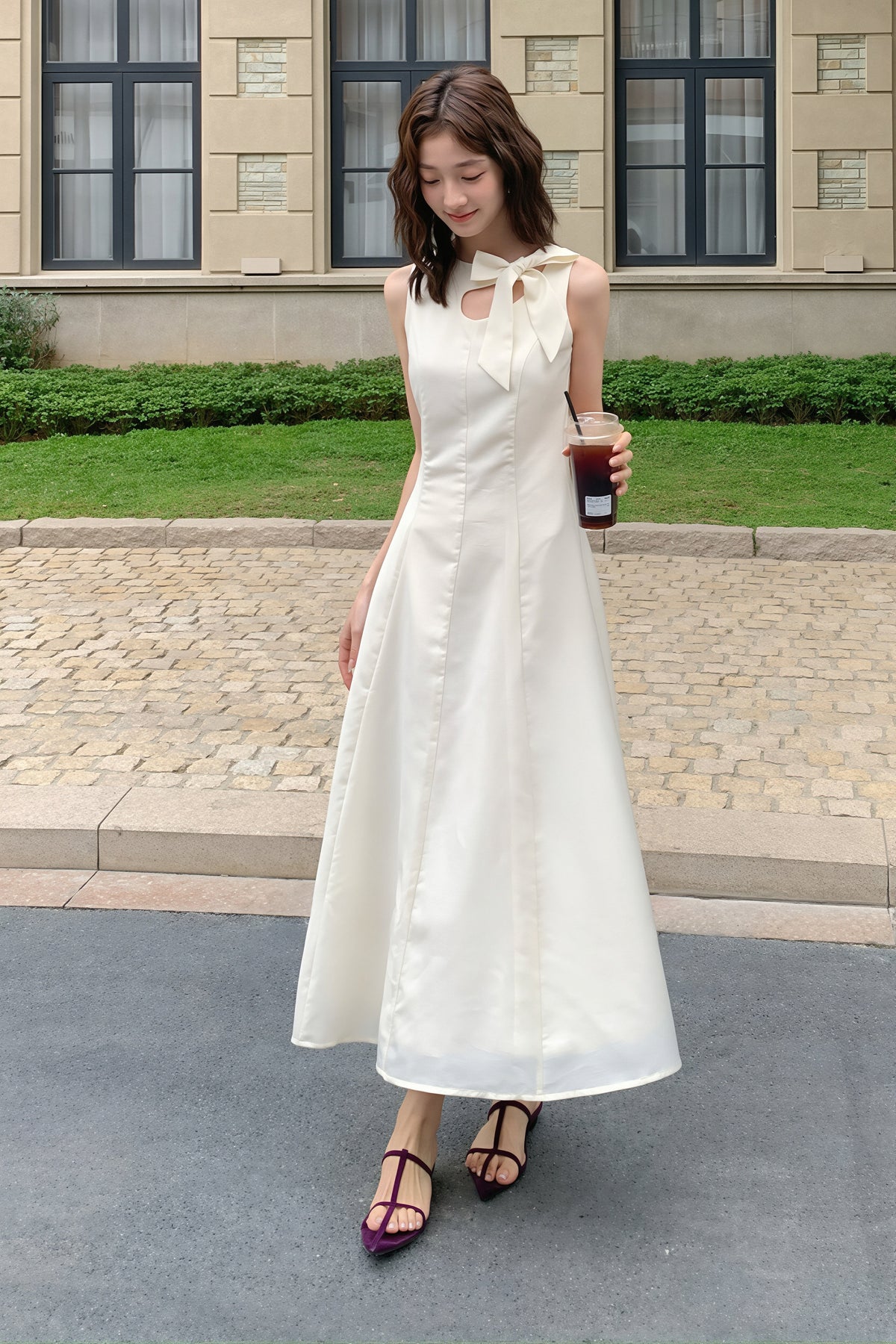 【dress】リボンロングワンピース Q8765