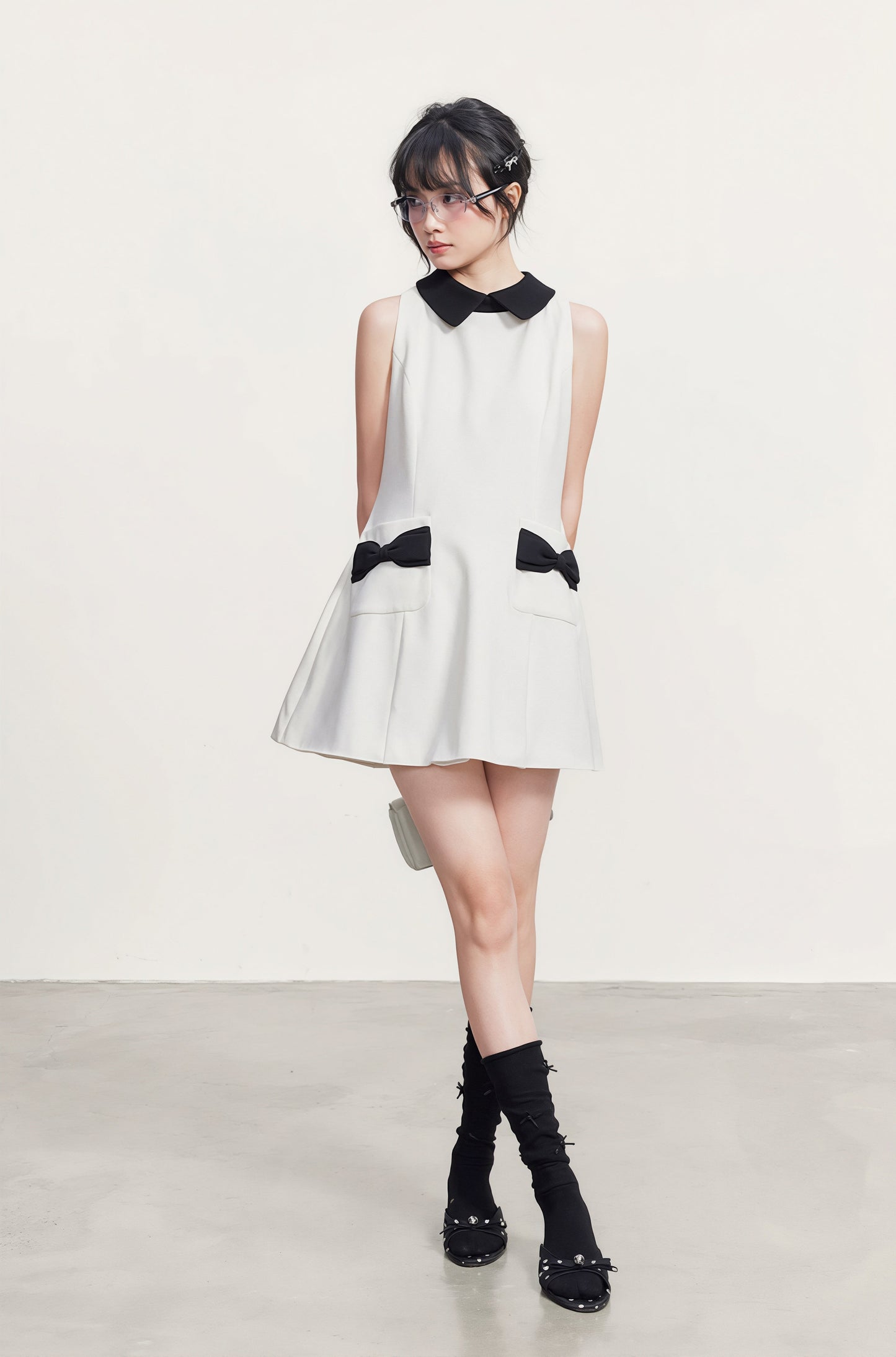 【dress】リボン付きAラインワンピース Q8764