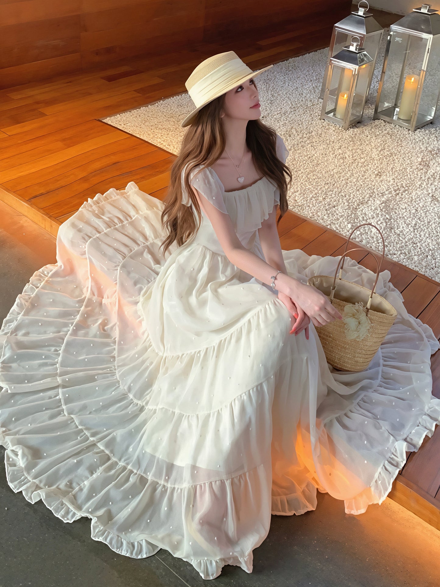【dress】フリルロングワンピース Q8863
