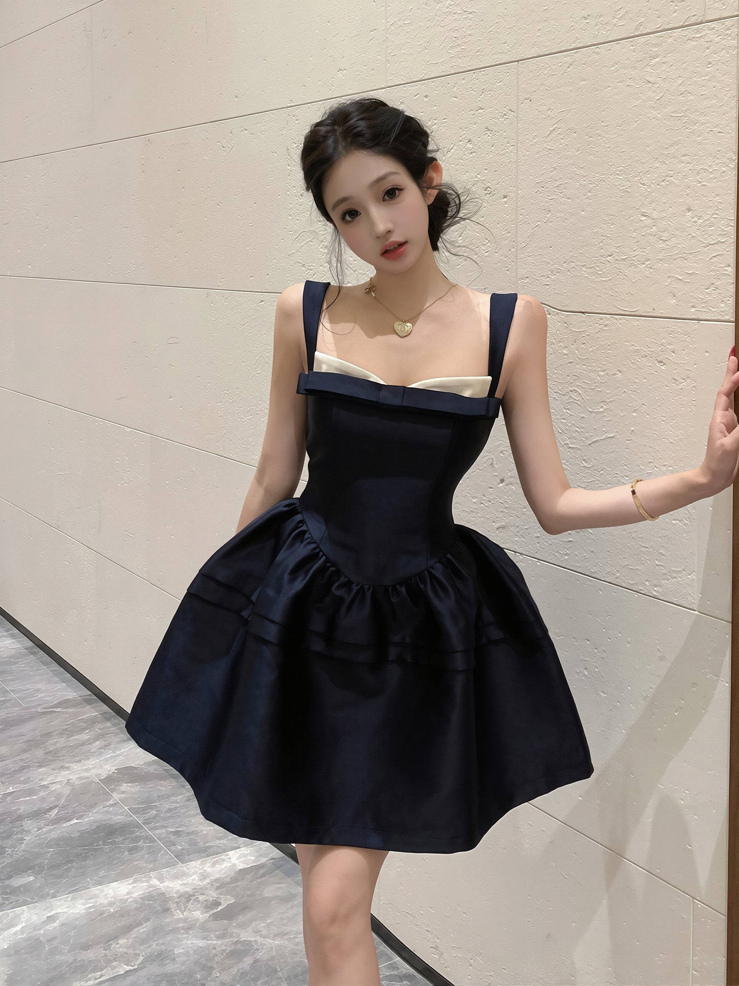 【dress】リボン付きキャミワンピース Q8740