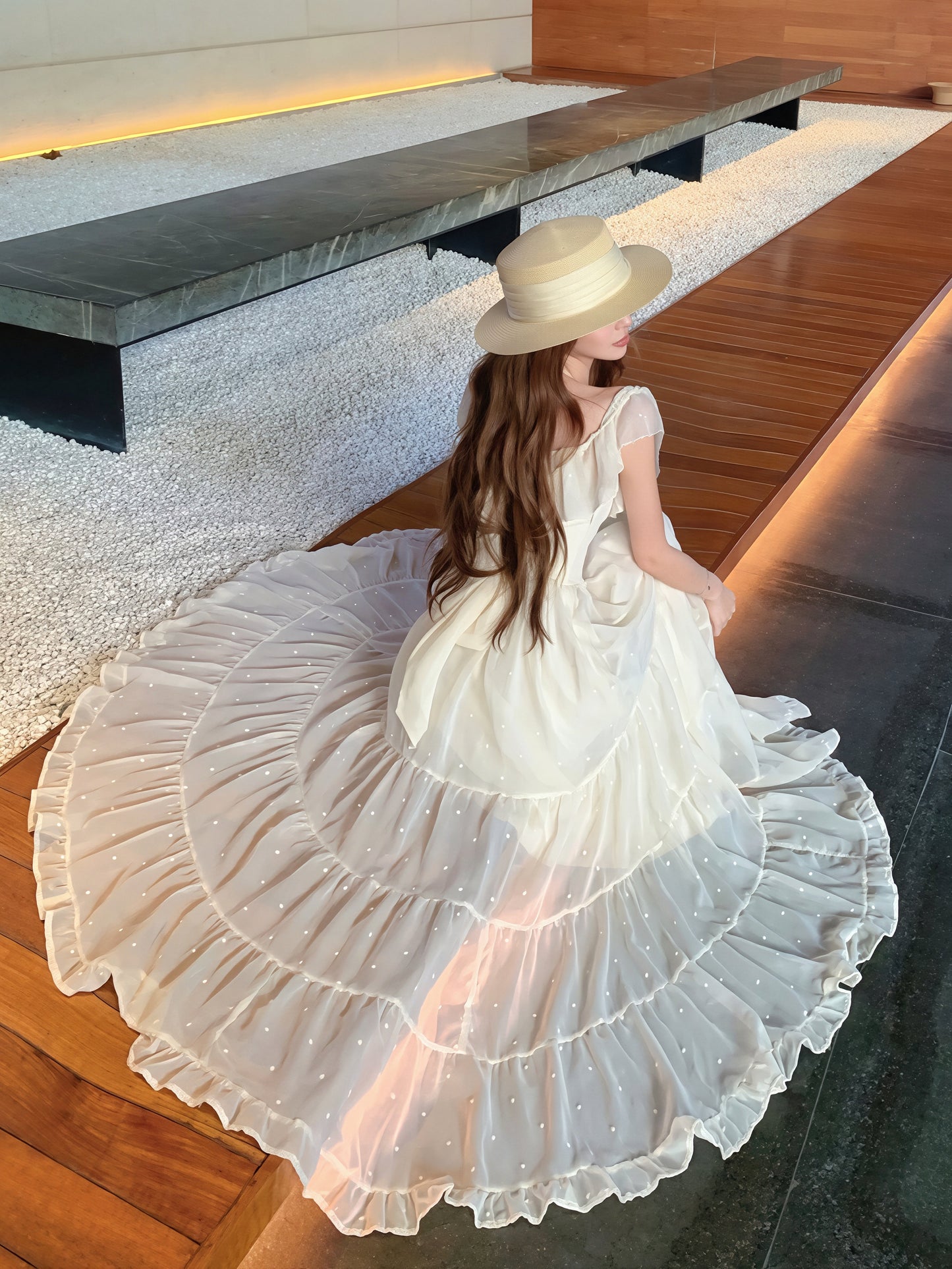 【dress】フリルロングワンピース Q8863