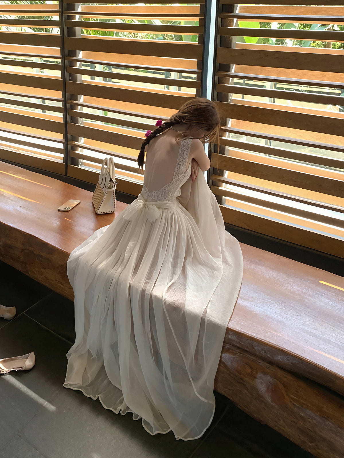 【dress】レースドッキングチュールロングワンピース Q8854