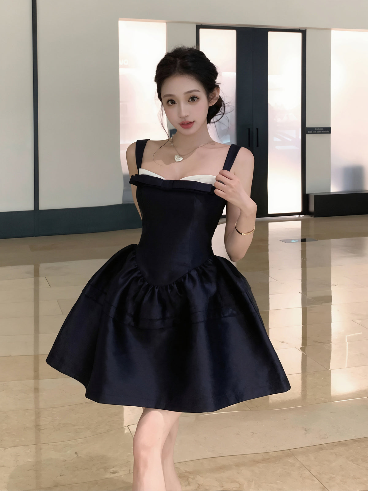 【dress】リボン付きキャミワンピース Q8740