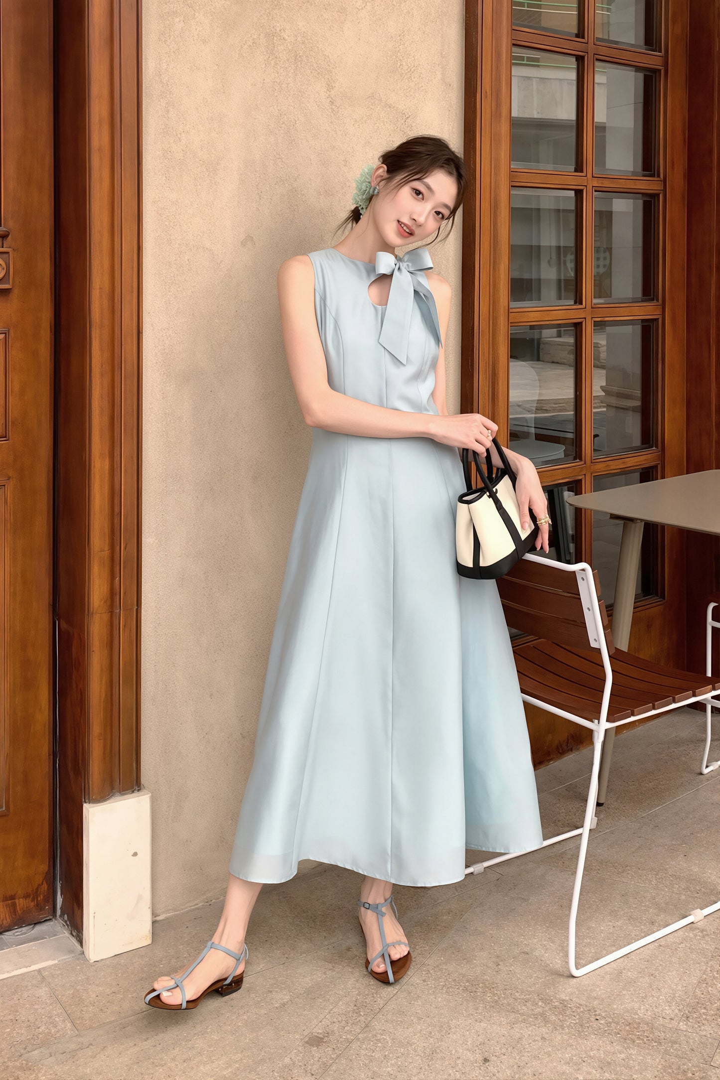 【dress】リボンロングワンピース Q8765