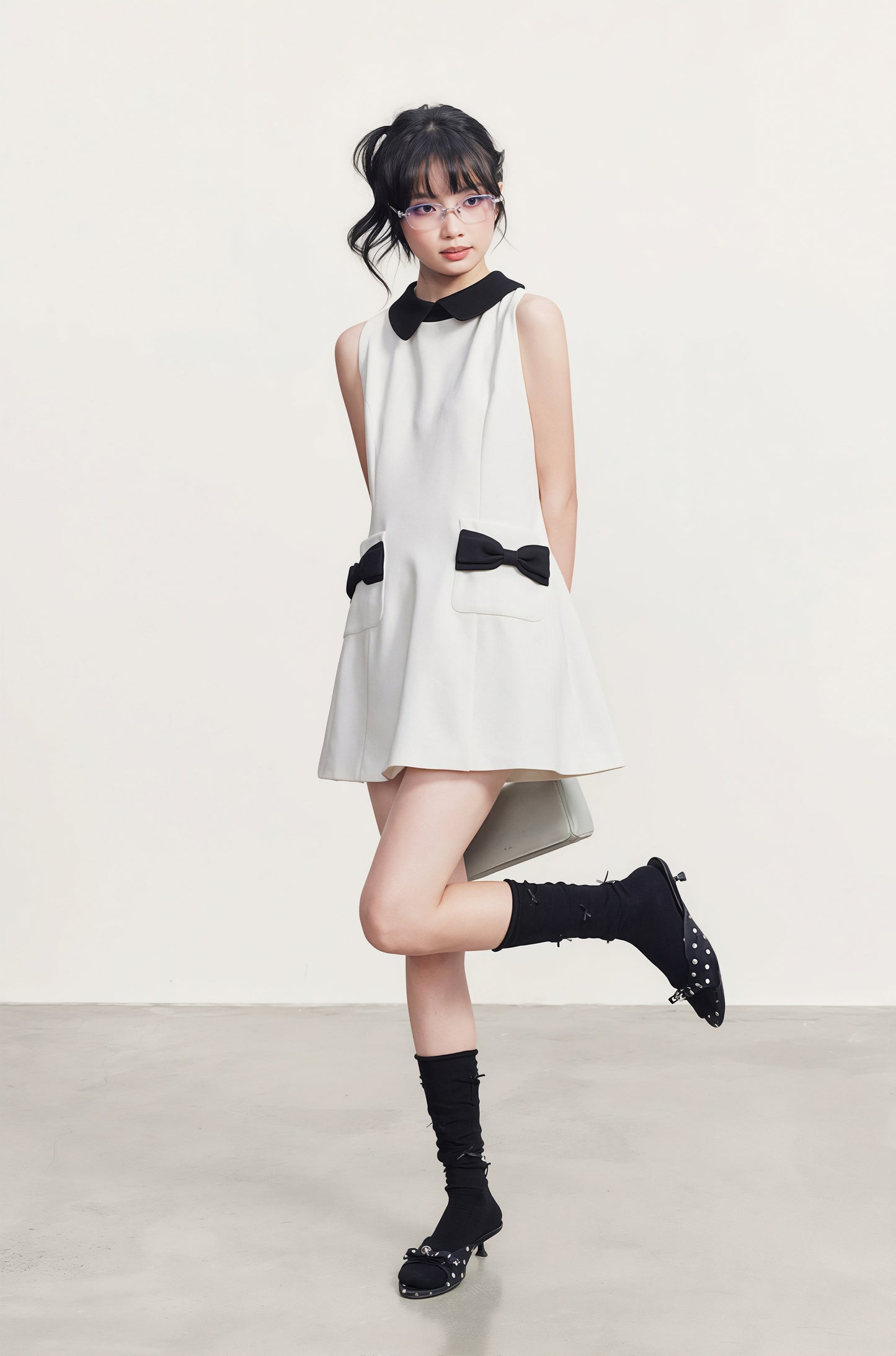 【dress】リボン付きAラインワンピース Q8764