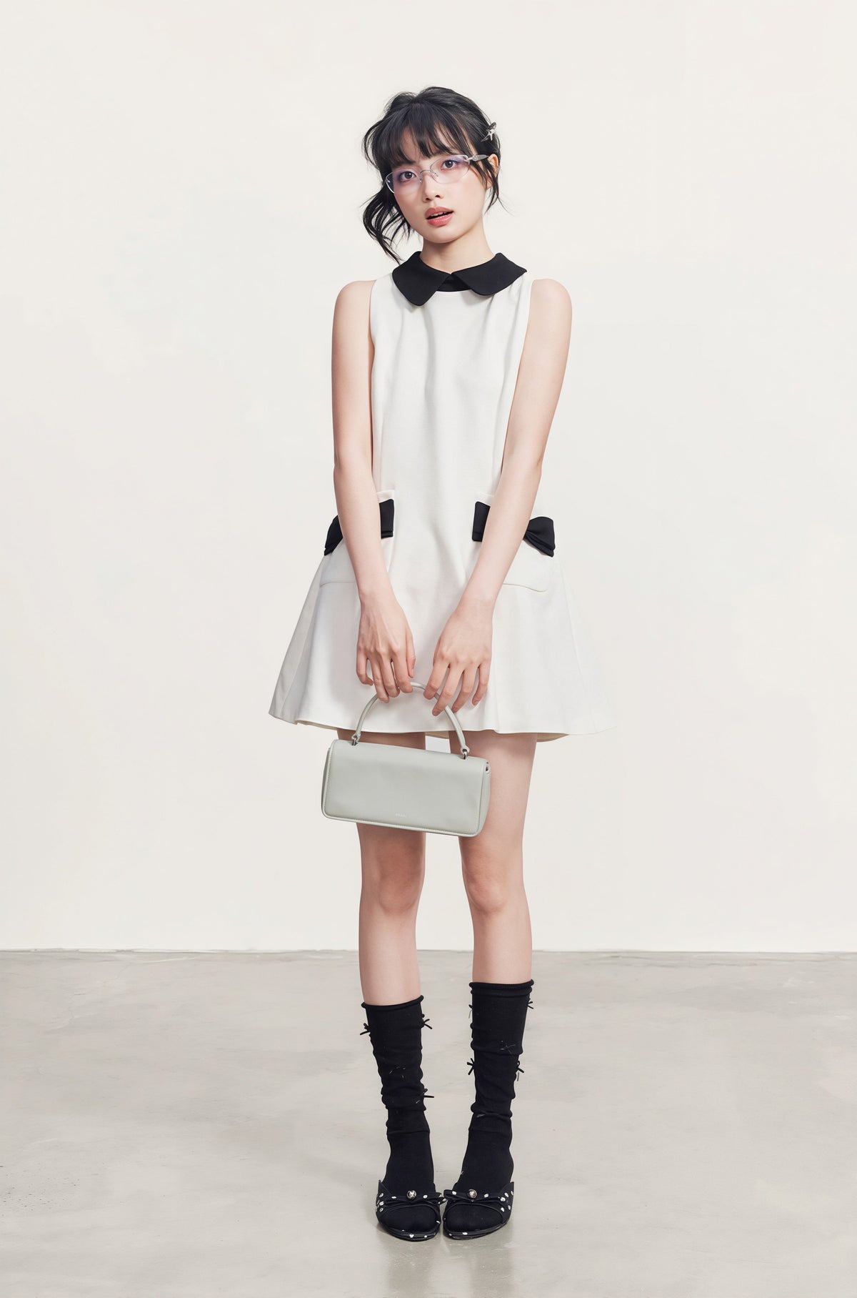 【dress】リボン付きAラインワンピース Q8764