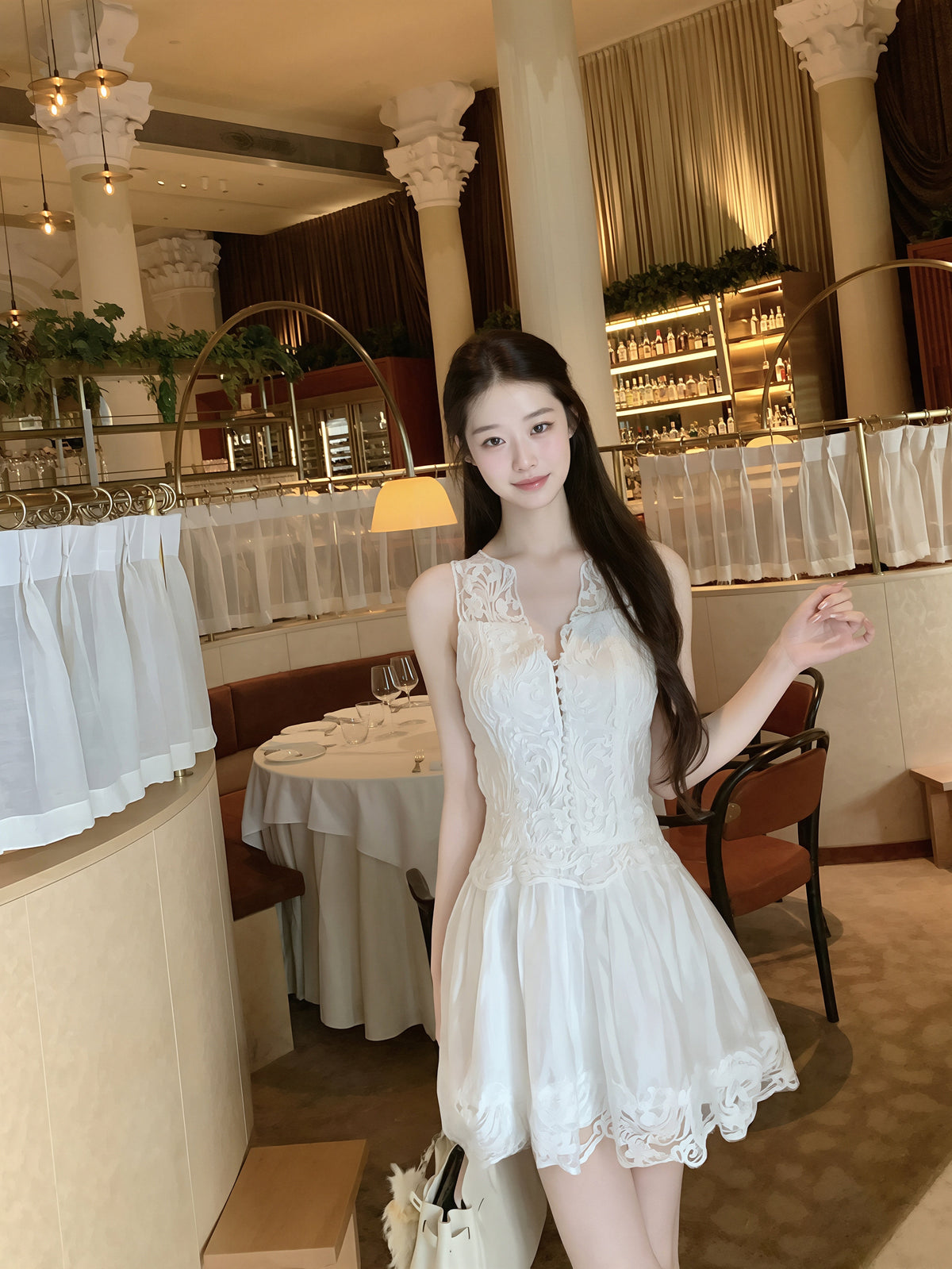【dress】ノースリーブレースワンピース Q8873