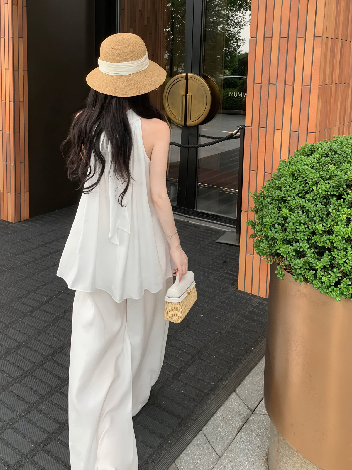 【set】ノースリーブトップス×ワイドパンツセット Q8849