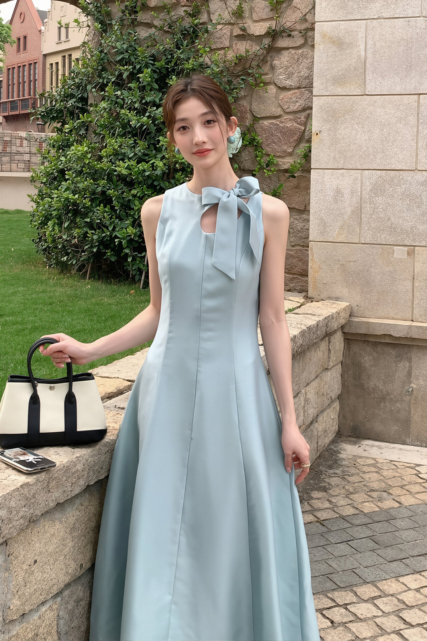 【dress】リボンロングワンピース Q8765