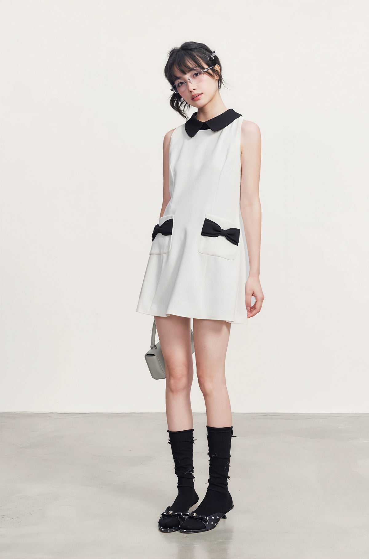 【dress】リボン付きAラインワンピース Q8764