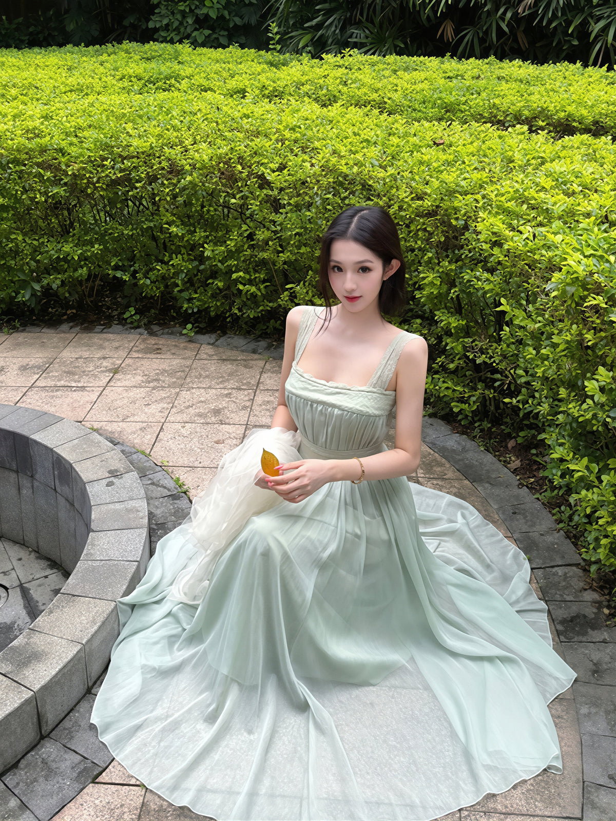 【dress】レースドッキングロングキャミワンピース Q8835