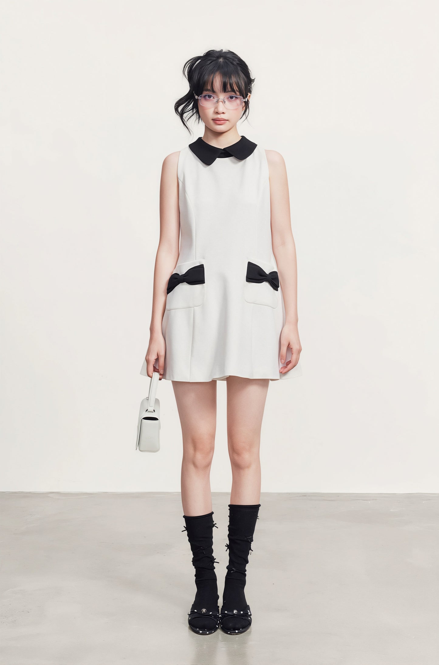 【dress】リボン付きAラインワンピース Q8764