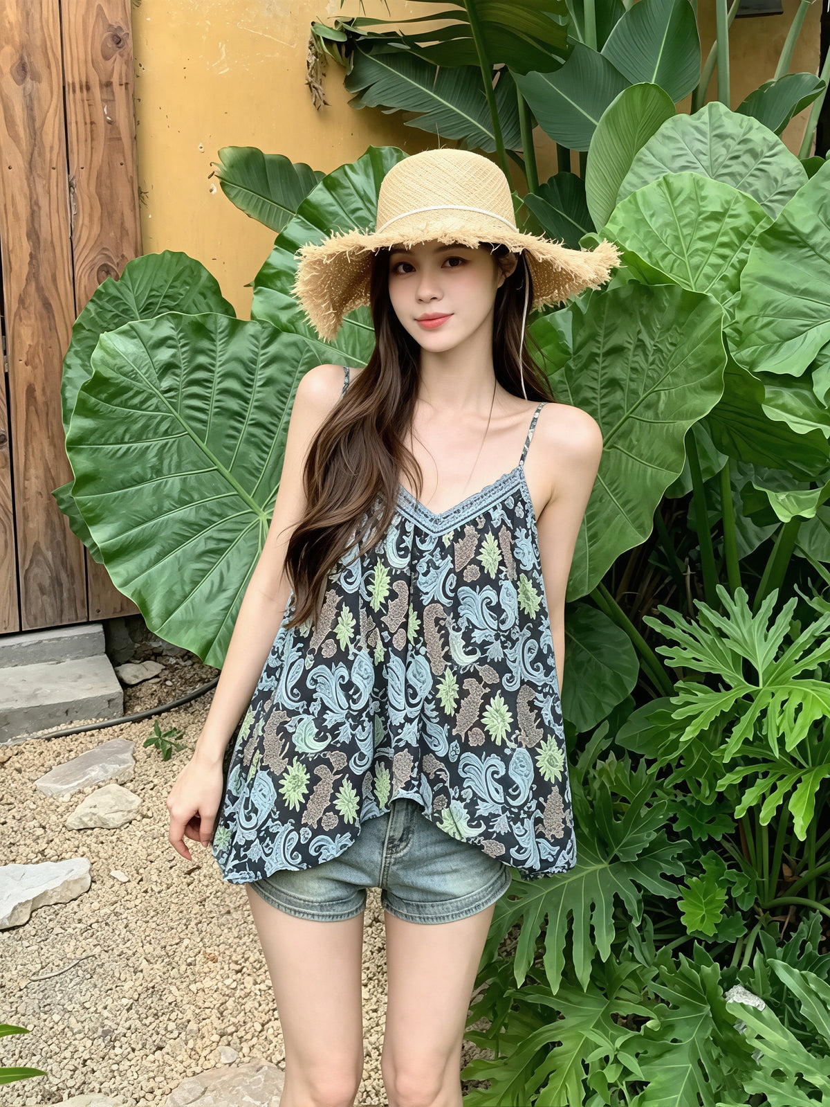 【tops】ボヘミアン風キャミソール Q8731