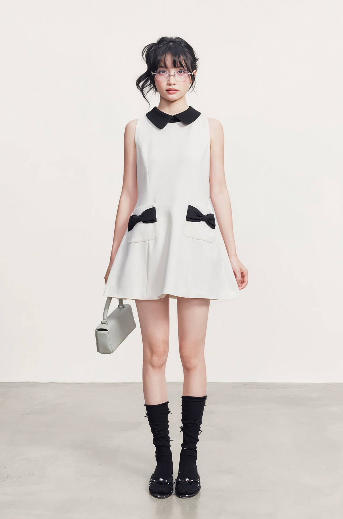 【dress】リボン付きAラインワンピース Q8764
