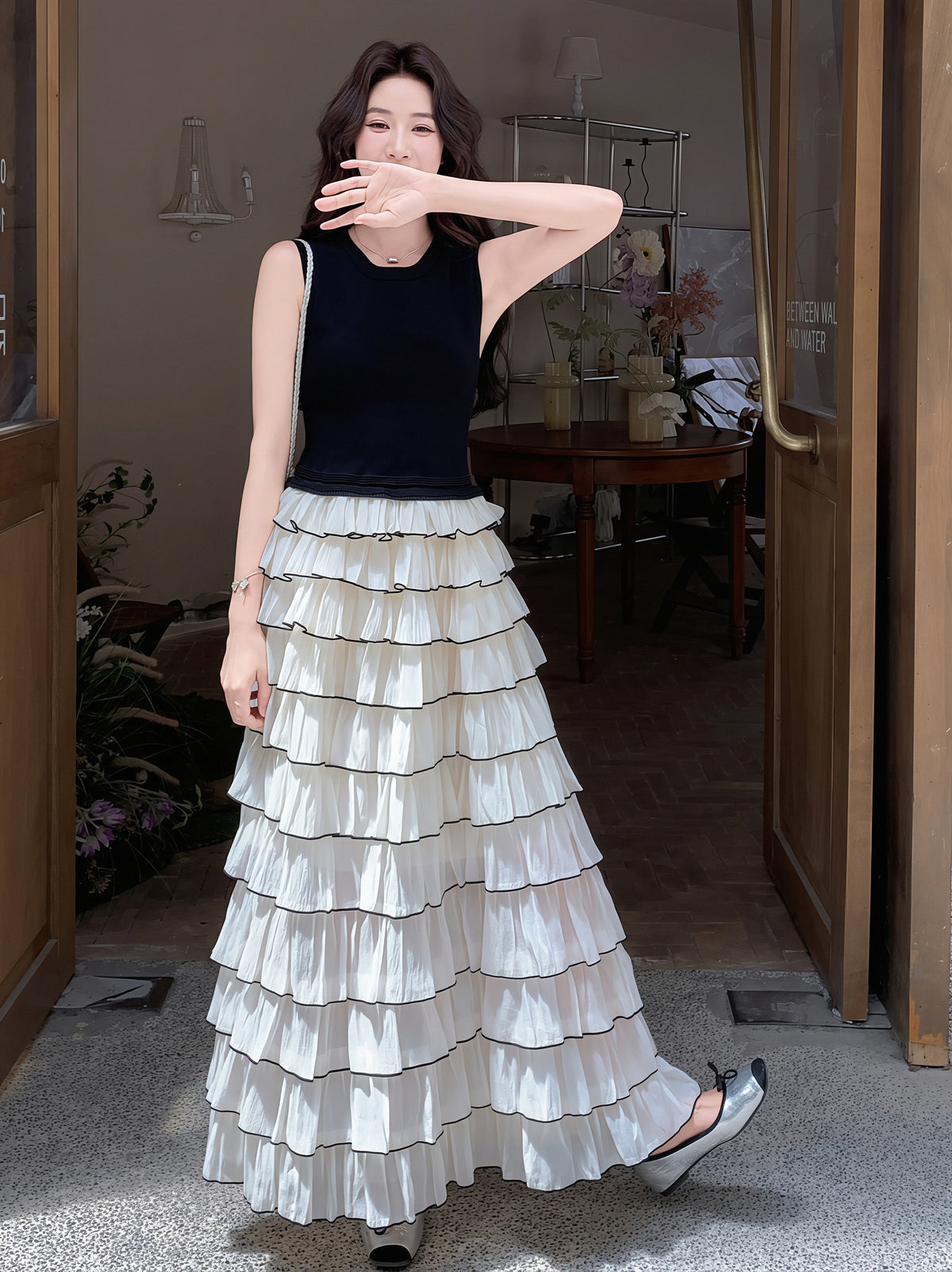 【dress】ティアードロングワンピース Q8810