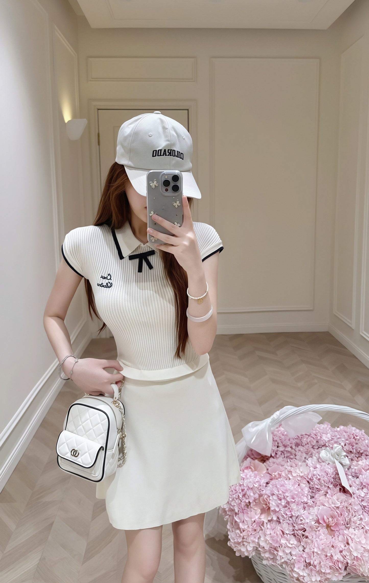 【dress】リボン付き折り襟ワンピース Q8758