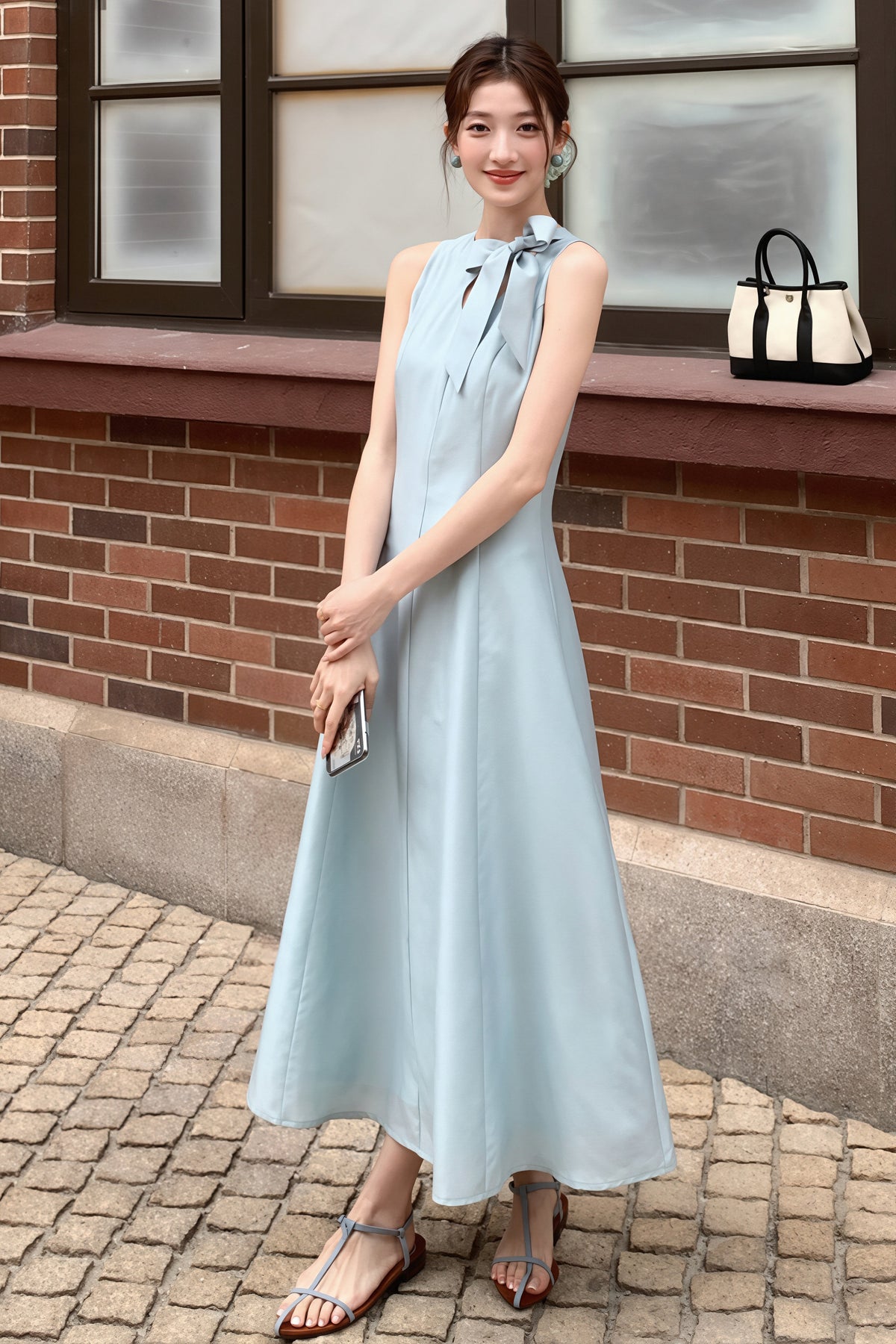 【dress】リボンロングワンピース Q8765