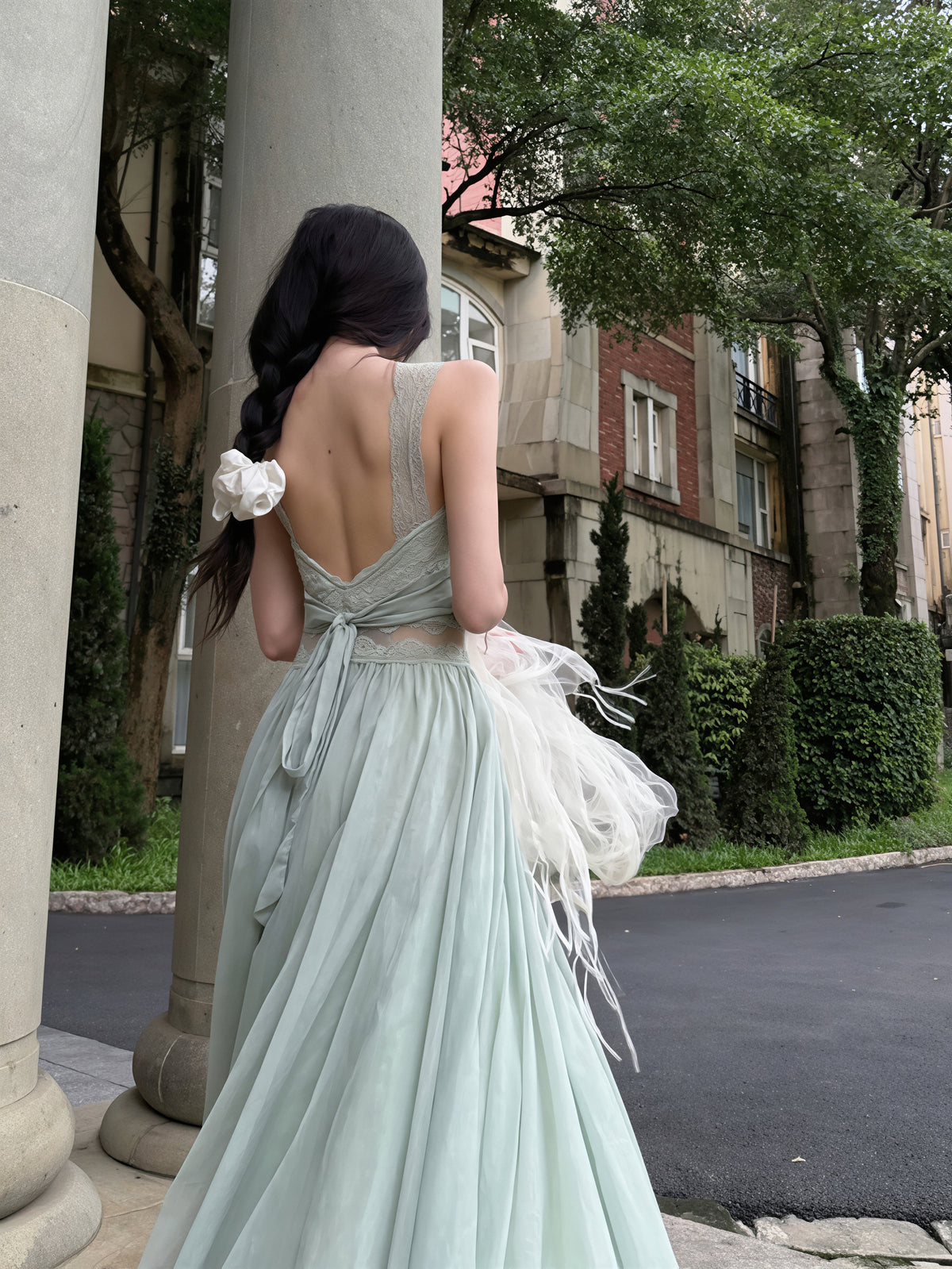 【dress】レースドッキングロングキャミワンピース Q8835