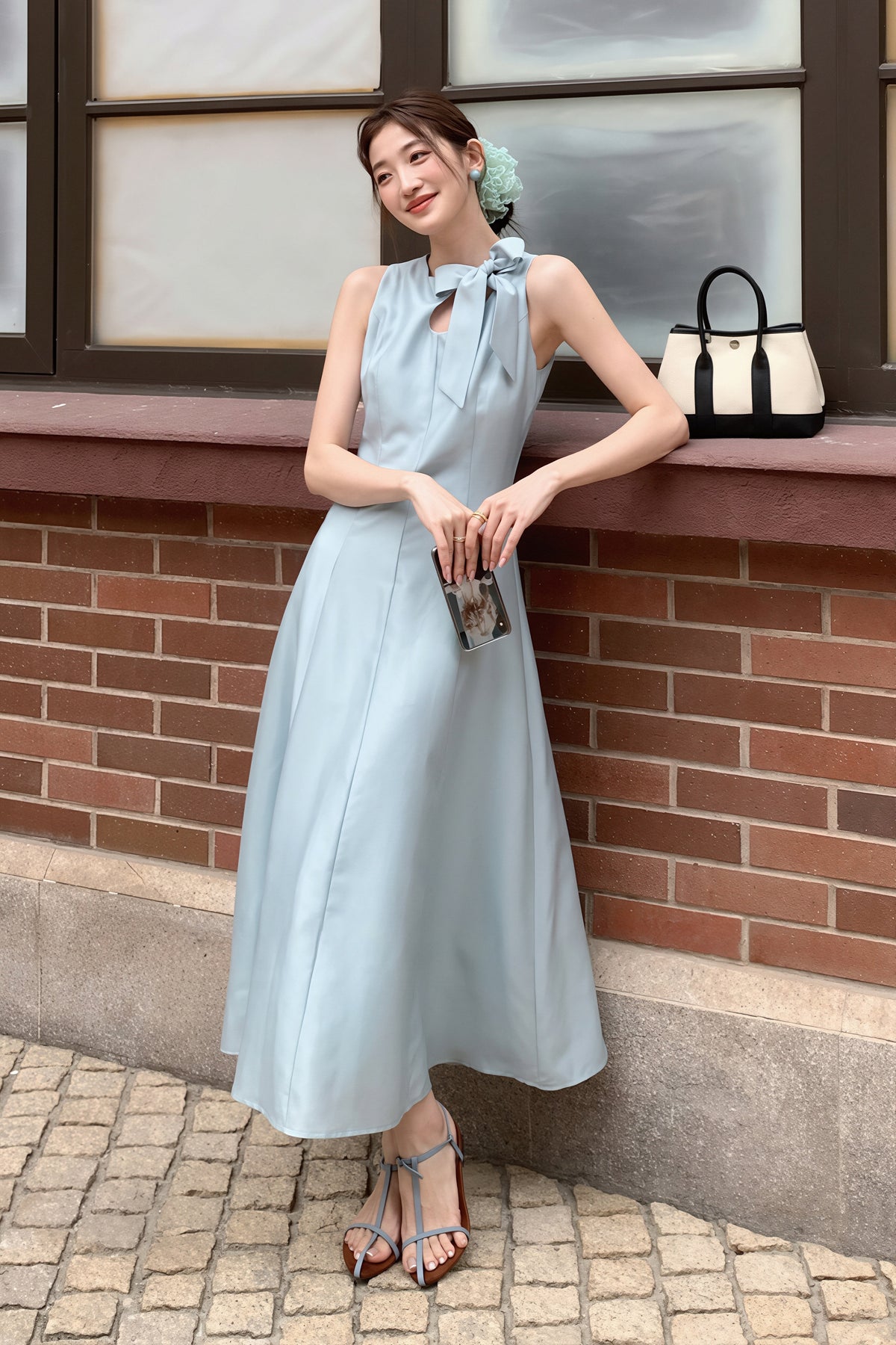 【dress】リボンロングワンピース Q8765