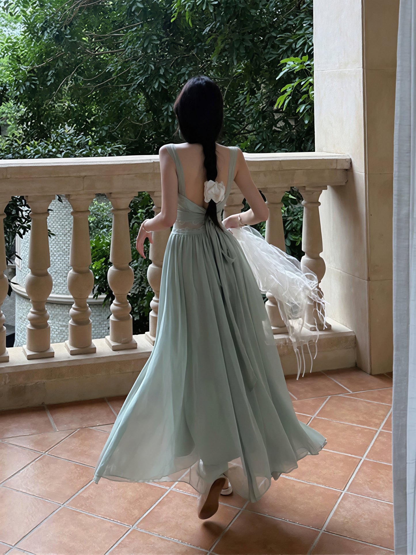 【dress】レースドッキングロングキャミワンピース Q8835