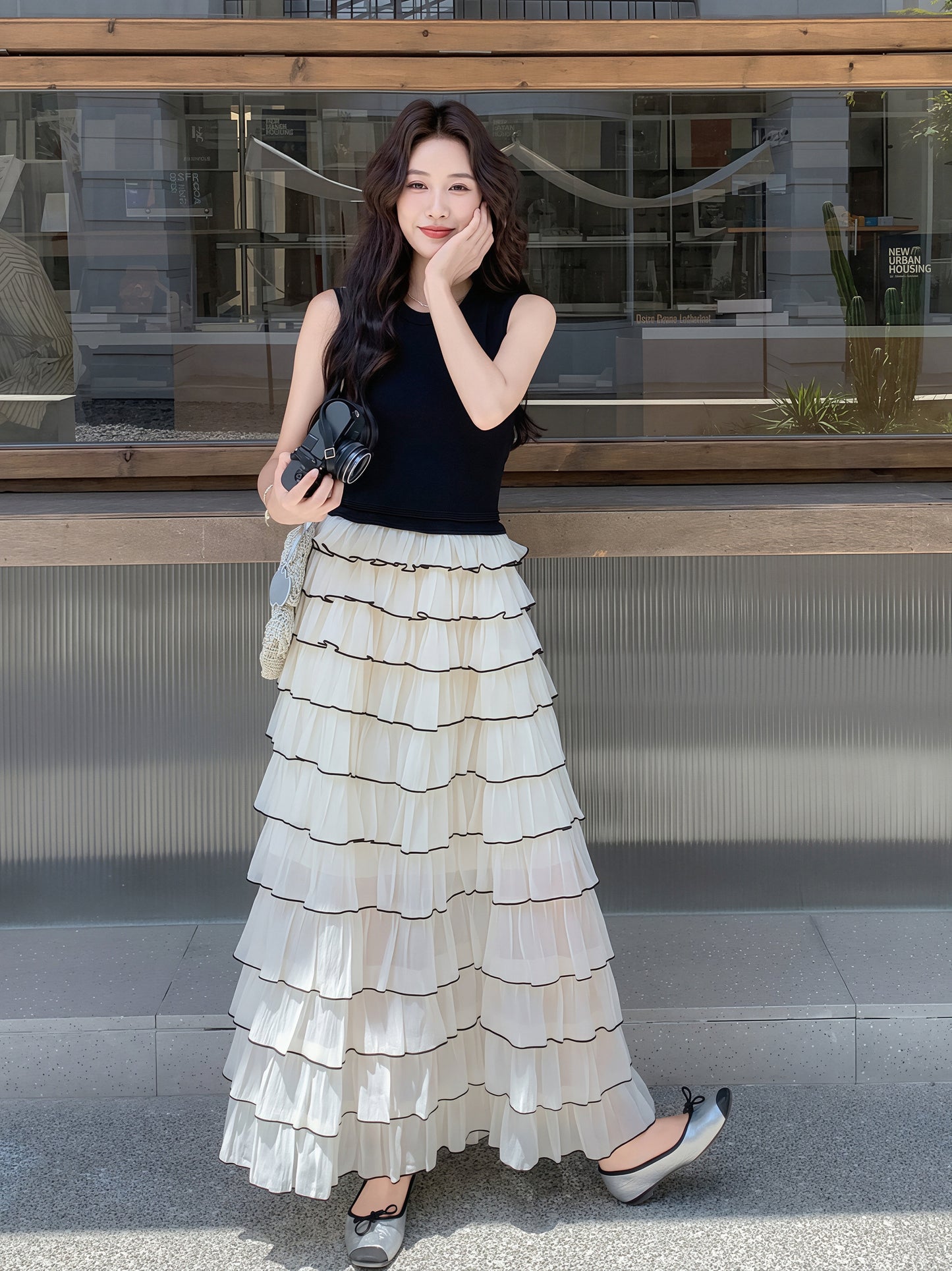 【dress】ティアードロングワンピース Q8810