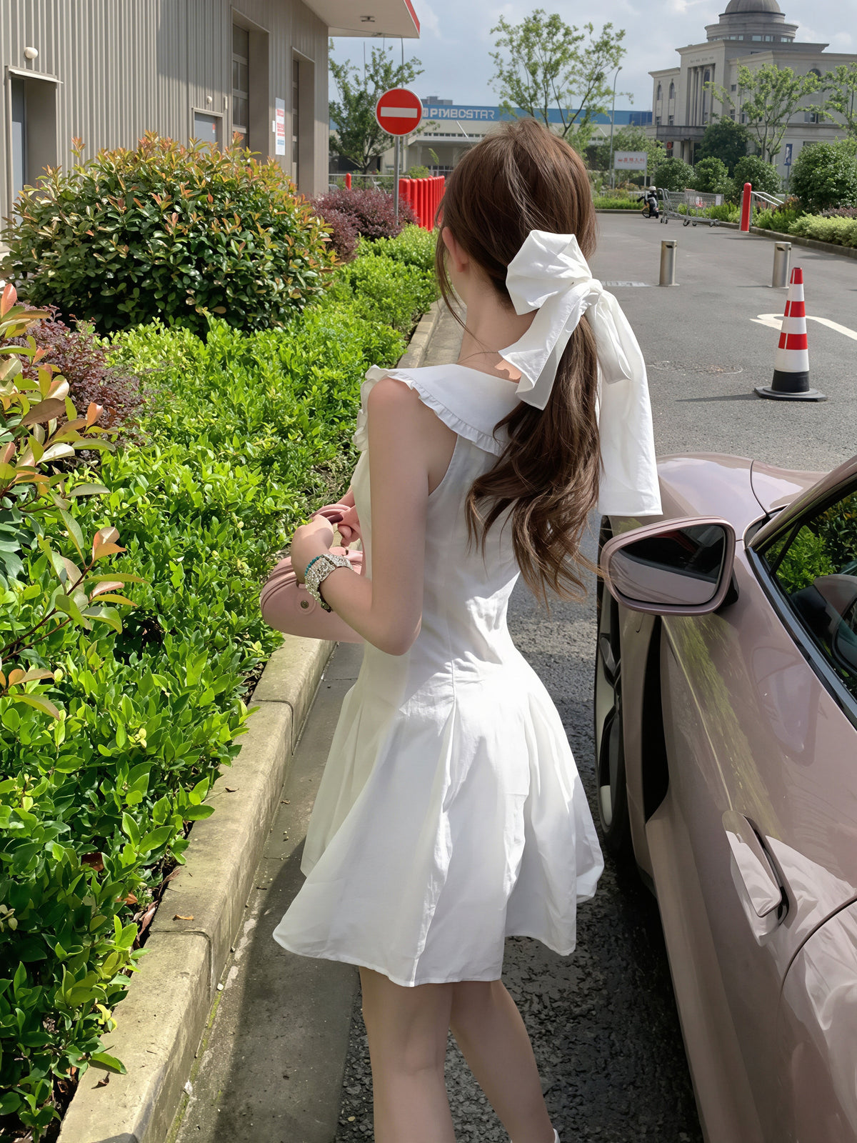 【dress】ヘアリボン付きピーターパンカラーワンピース Q8855
