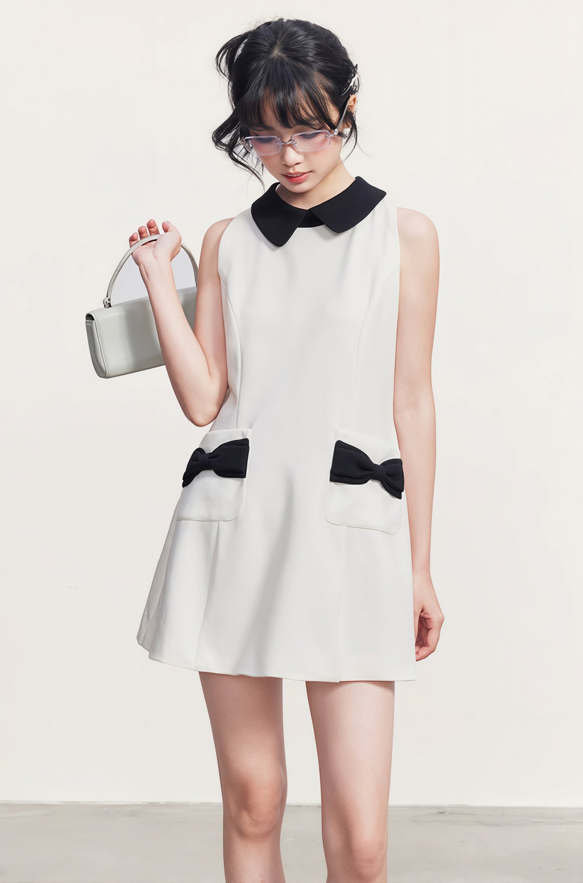 【dress】リボン付きAラインワンピース Q8764