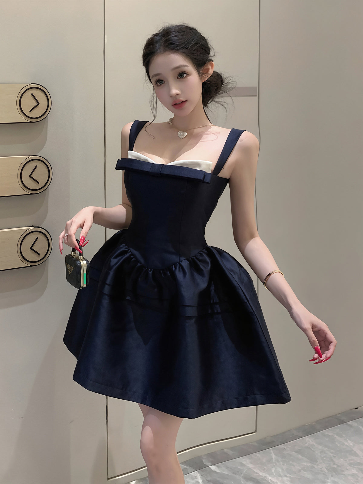 【dress】リボン付きキャミワンピース Q8740