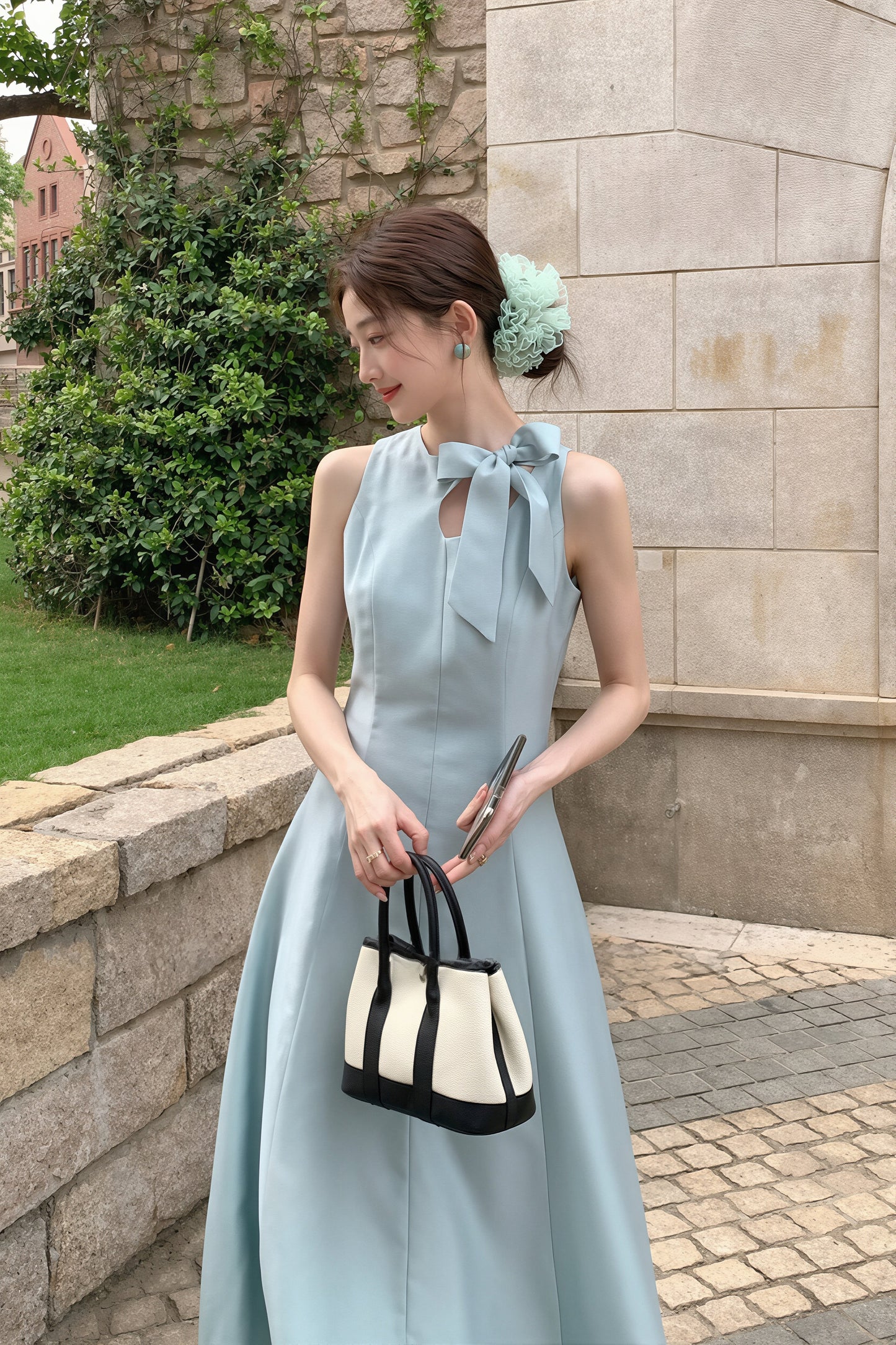 【dress】リボンロングワンピース Q8765