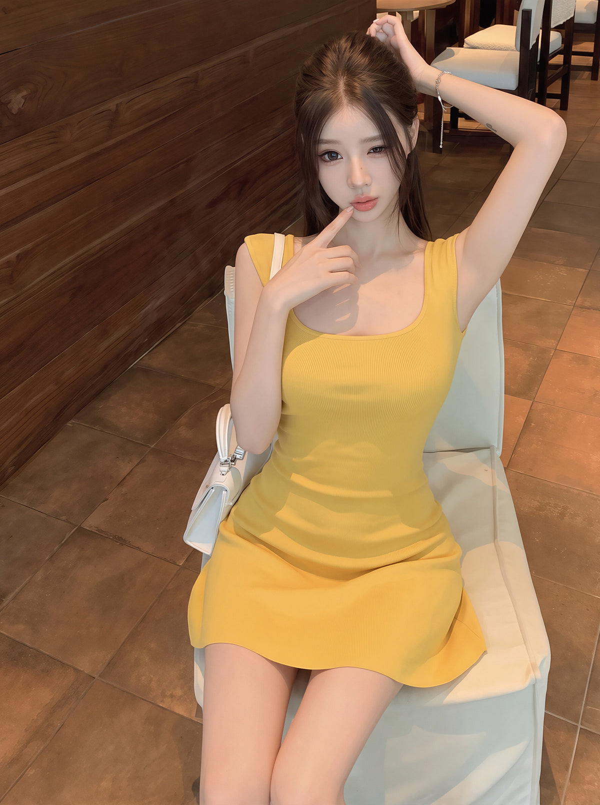 【dress】スクエアネックAラインワンピース Q8837