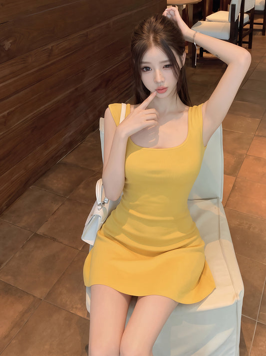 【dress】スクエアネックAラインワンピース Q8837