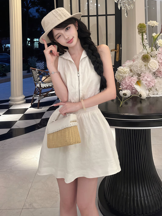 【dress】ノースリーブポロネックワンピース Q8864