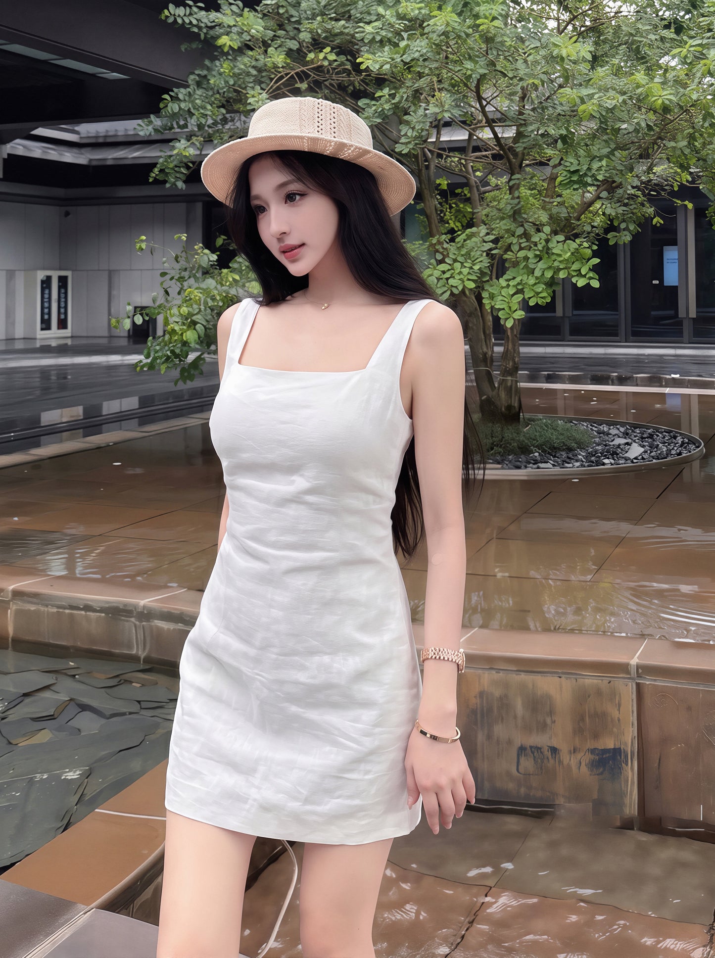 【dress】リネンキャミワンピース Q8793