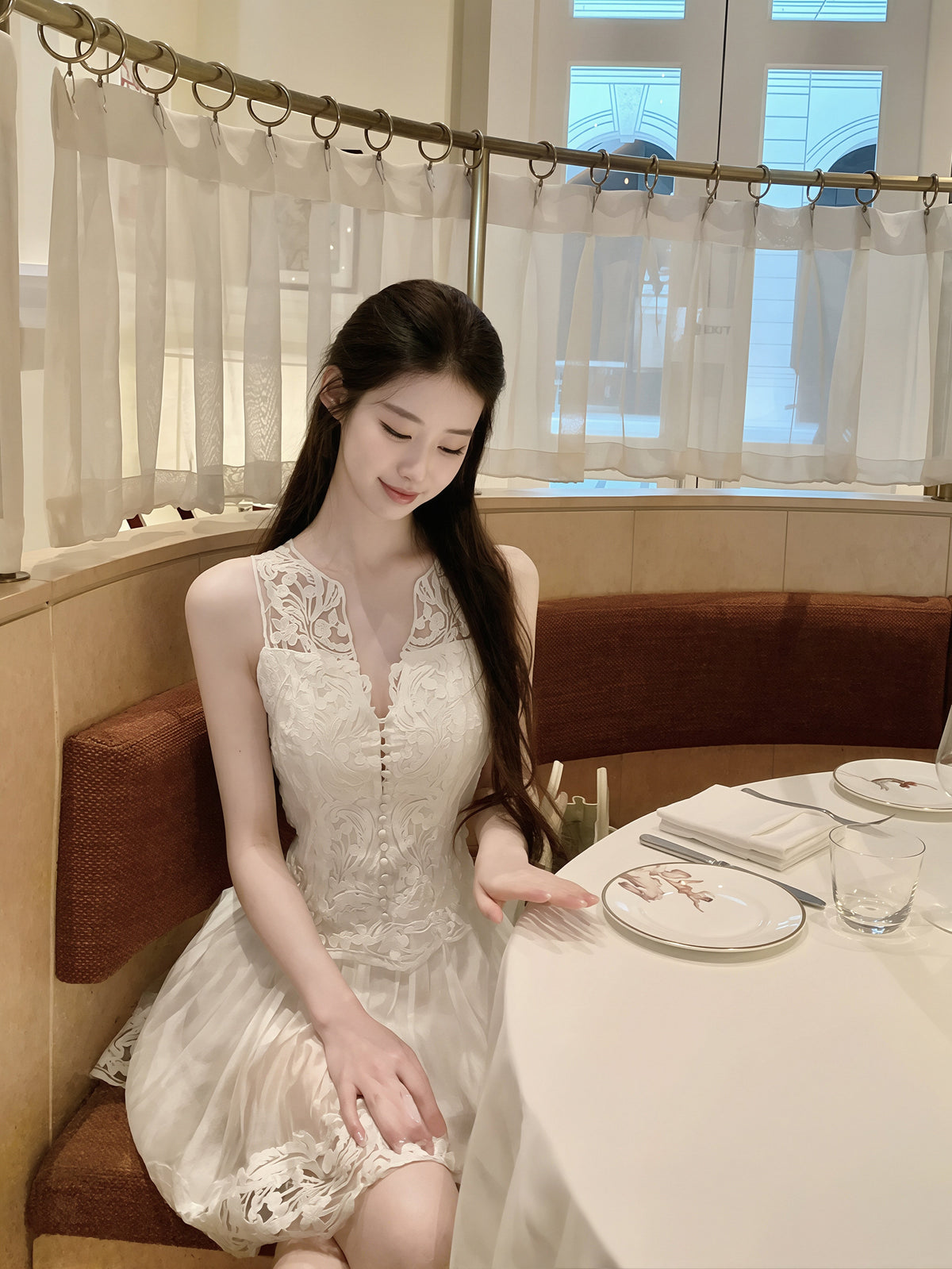 【dress】ノースリーブレースワンピース Q8873