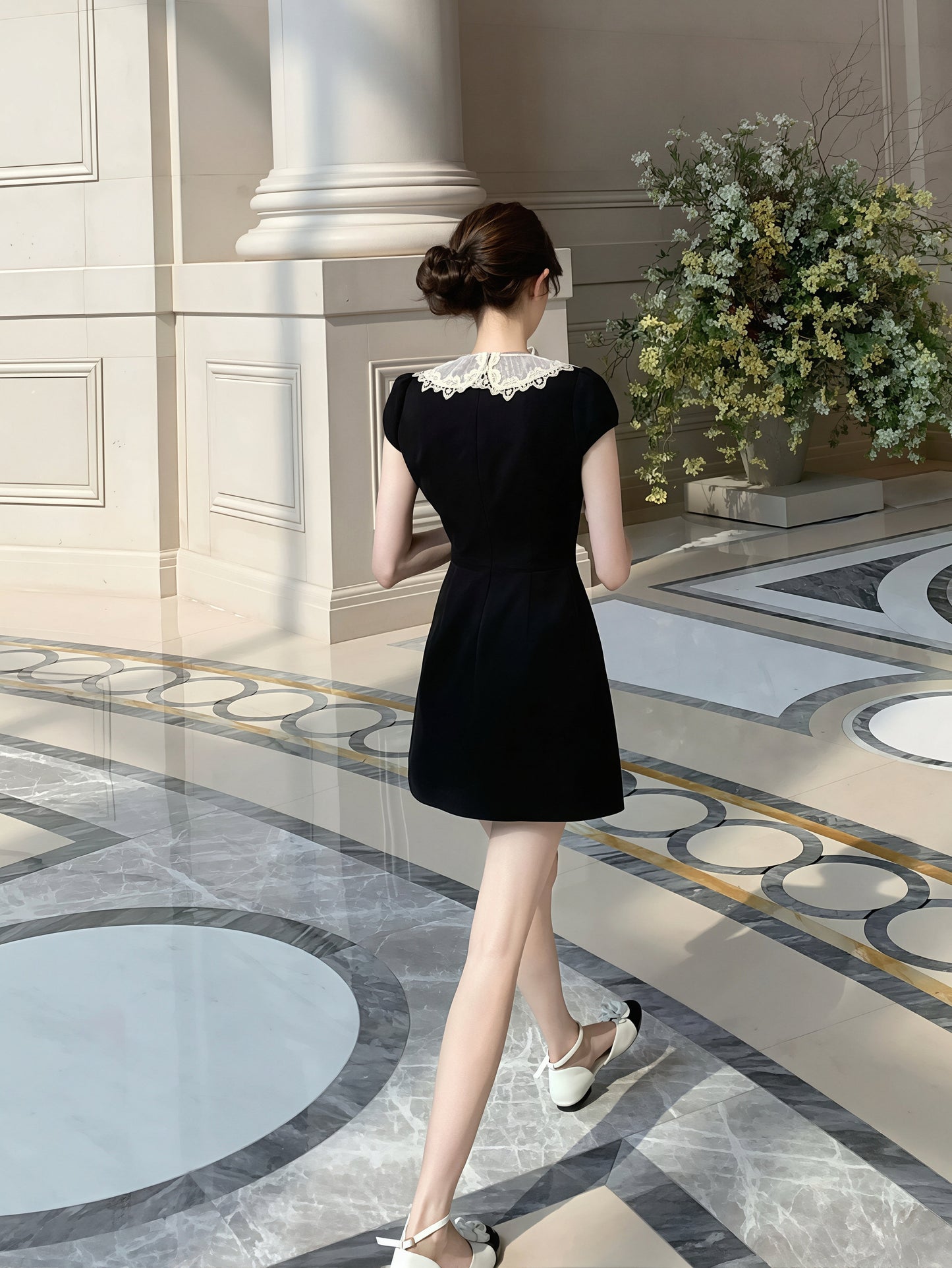 【dress】レースピーターパンカラーワンピース Q8880