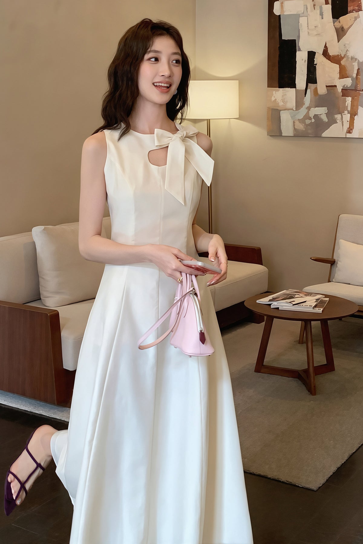 【dress】リボンロングワンピース Q8765