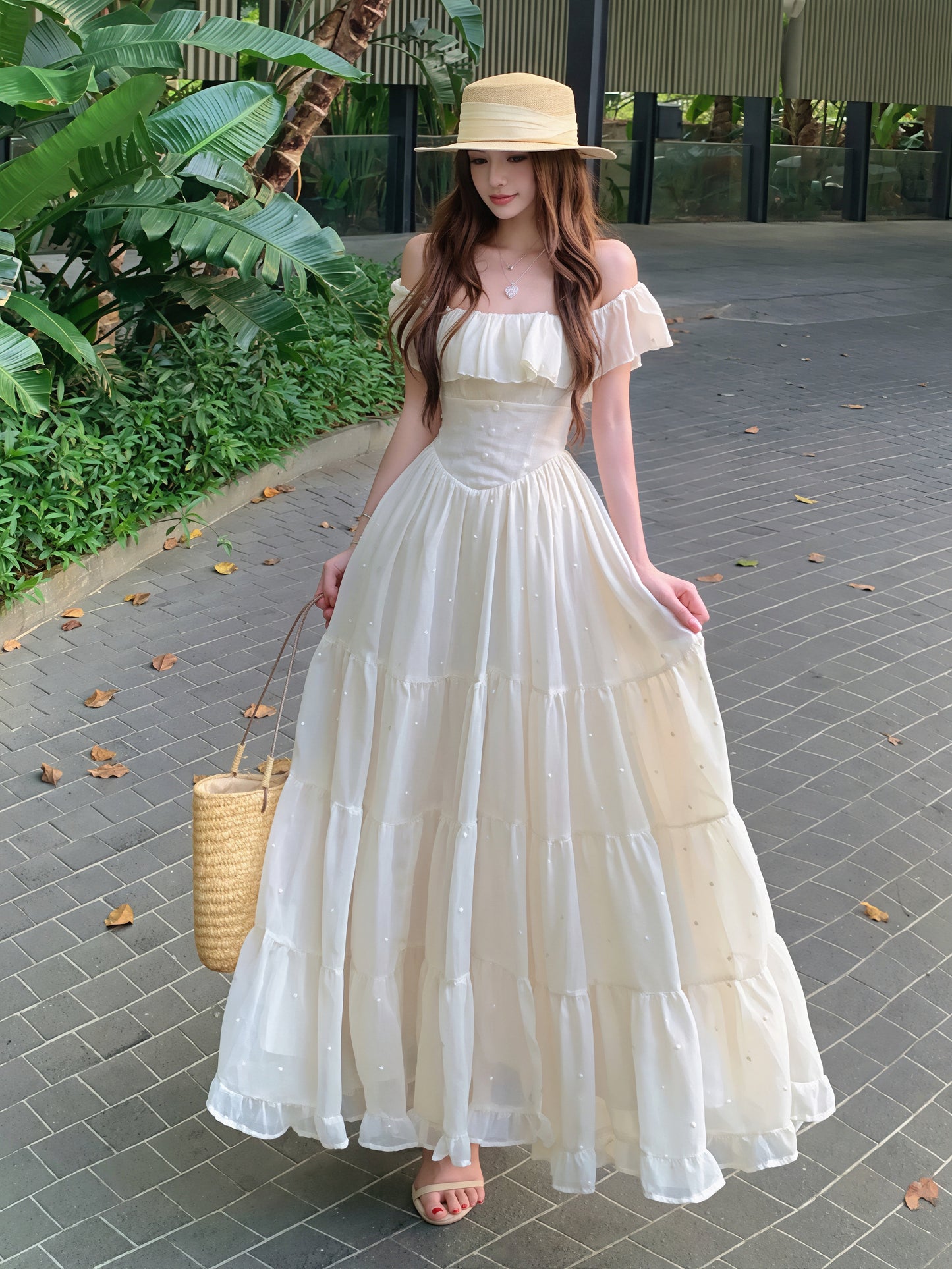【dress】フリルロングワンピース Q8863
