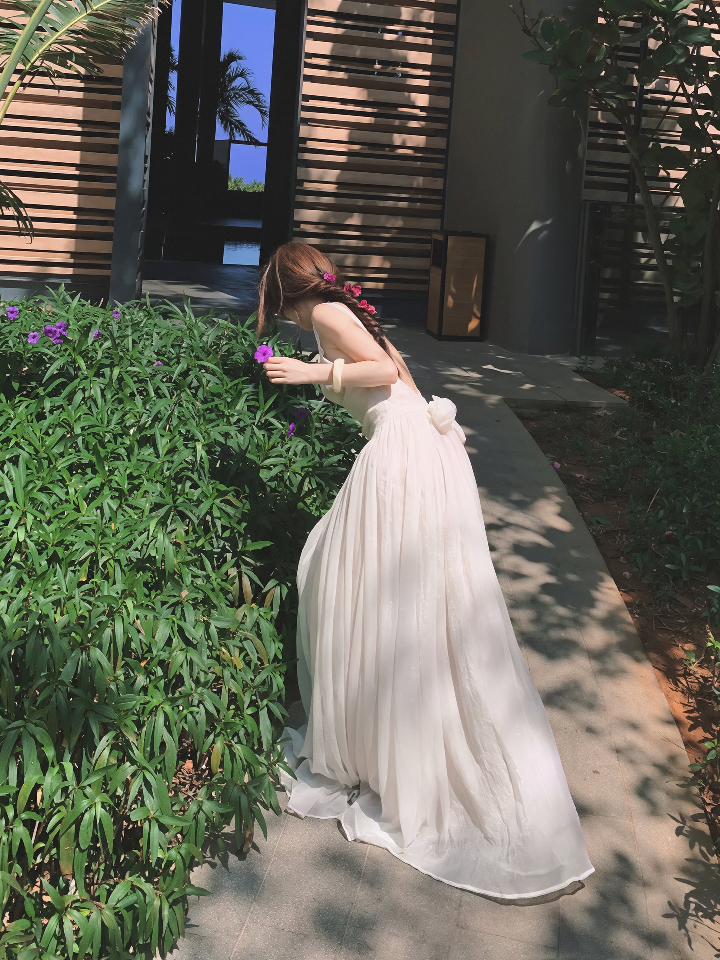 【dress】レースドッキングチュールロングワンピース Q8854