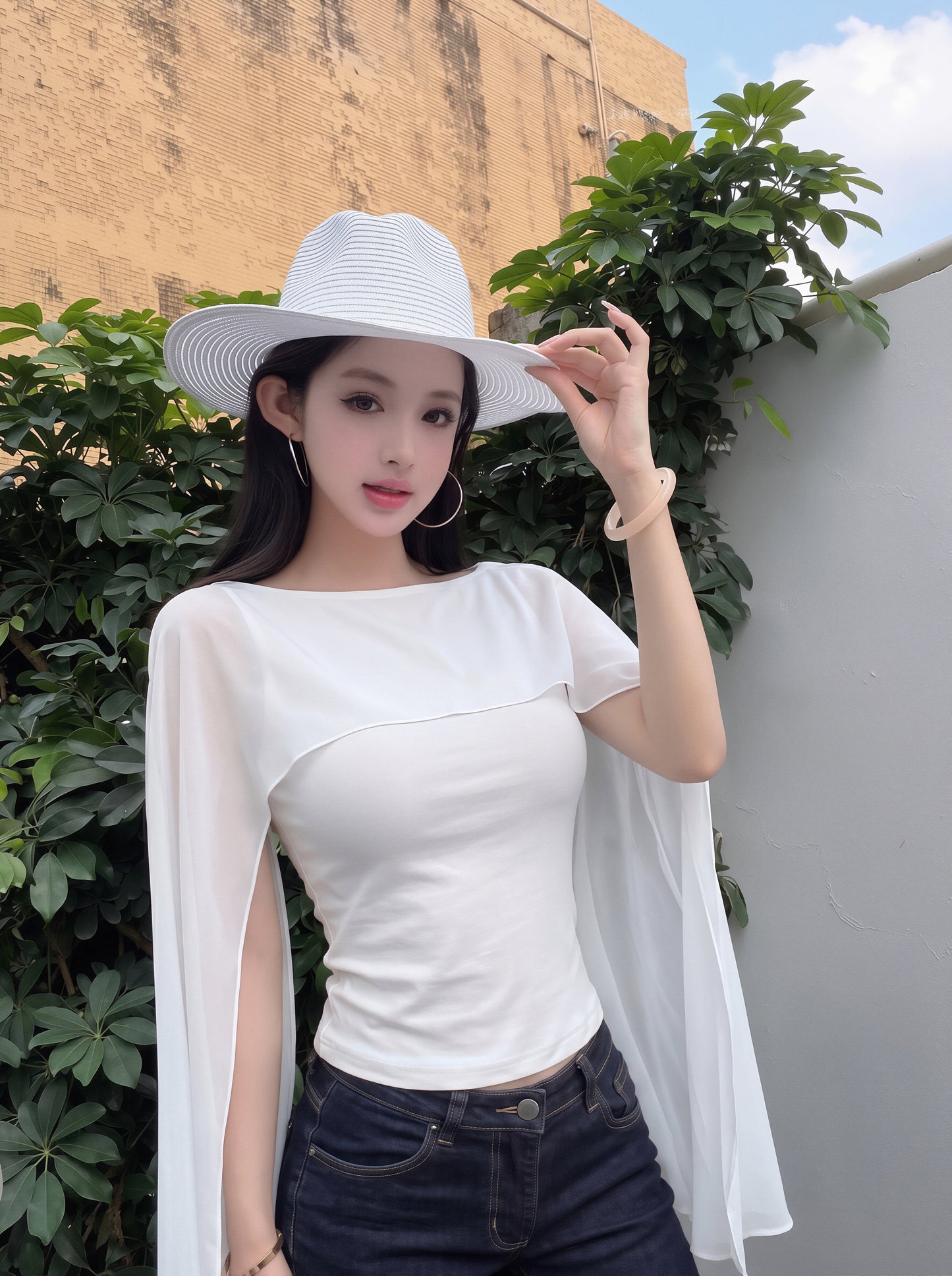 【tops】チュールドッキングケープトップス Q8832
