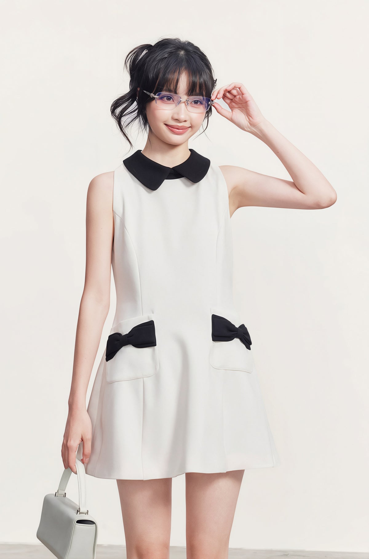 【dress】リボン付きAラインワンピース Q8764