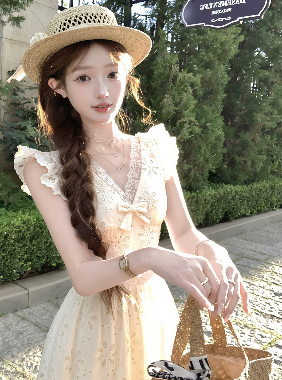 【dress】フラッタースリーブロングレースワンピース Q8819