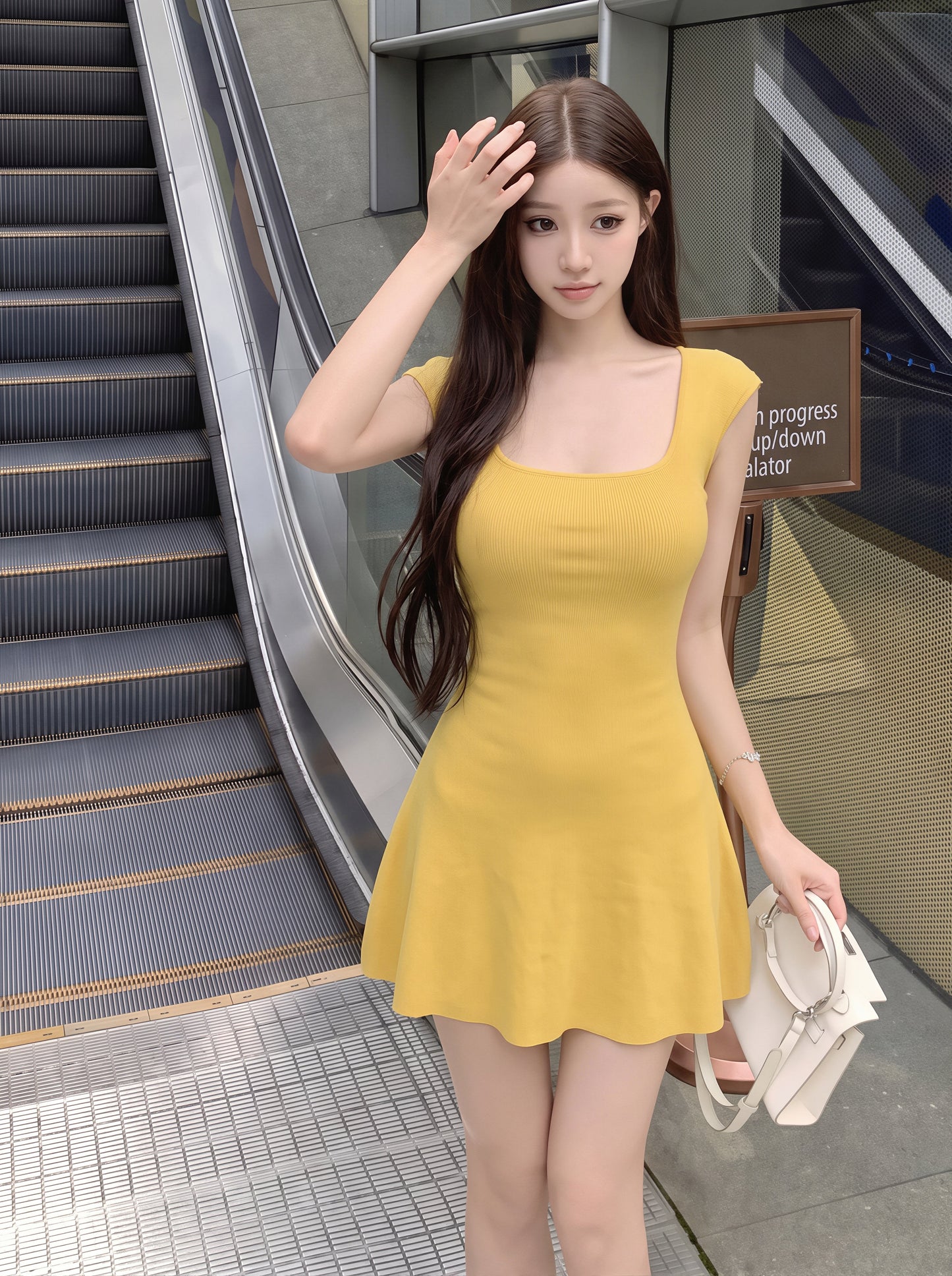 【dress】スクエアネックAラインワンピース Q8837
