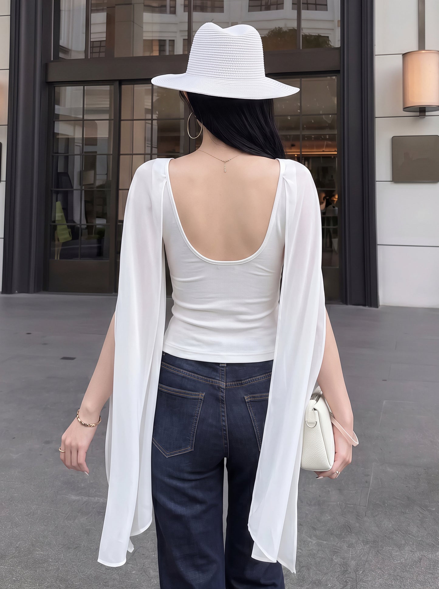 【tops】チュールドッキングケープトップス Q8832