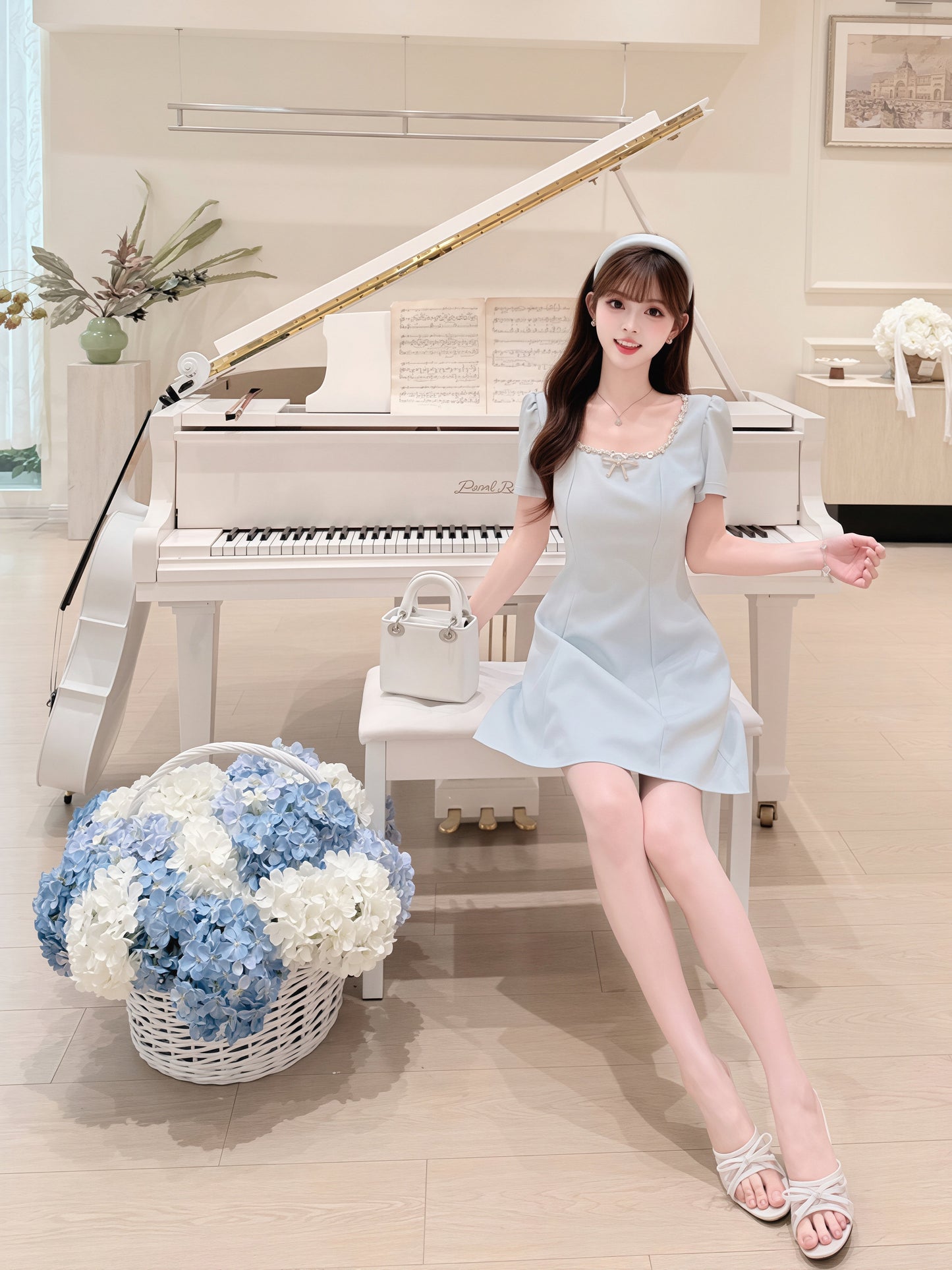 【dress】ラインストーンAラインワンピース Q8760