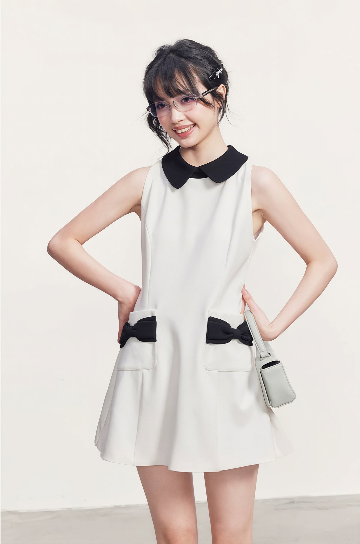 【dress】リボン付きAラインワンピース Q8764
