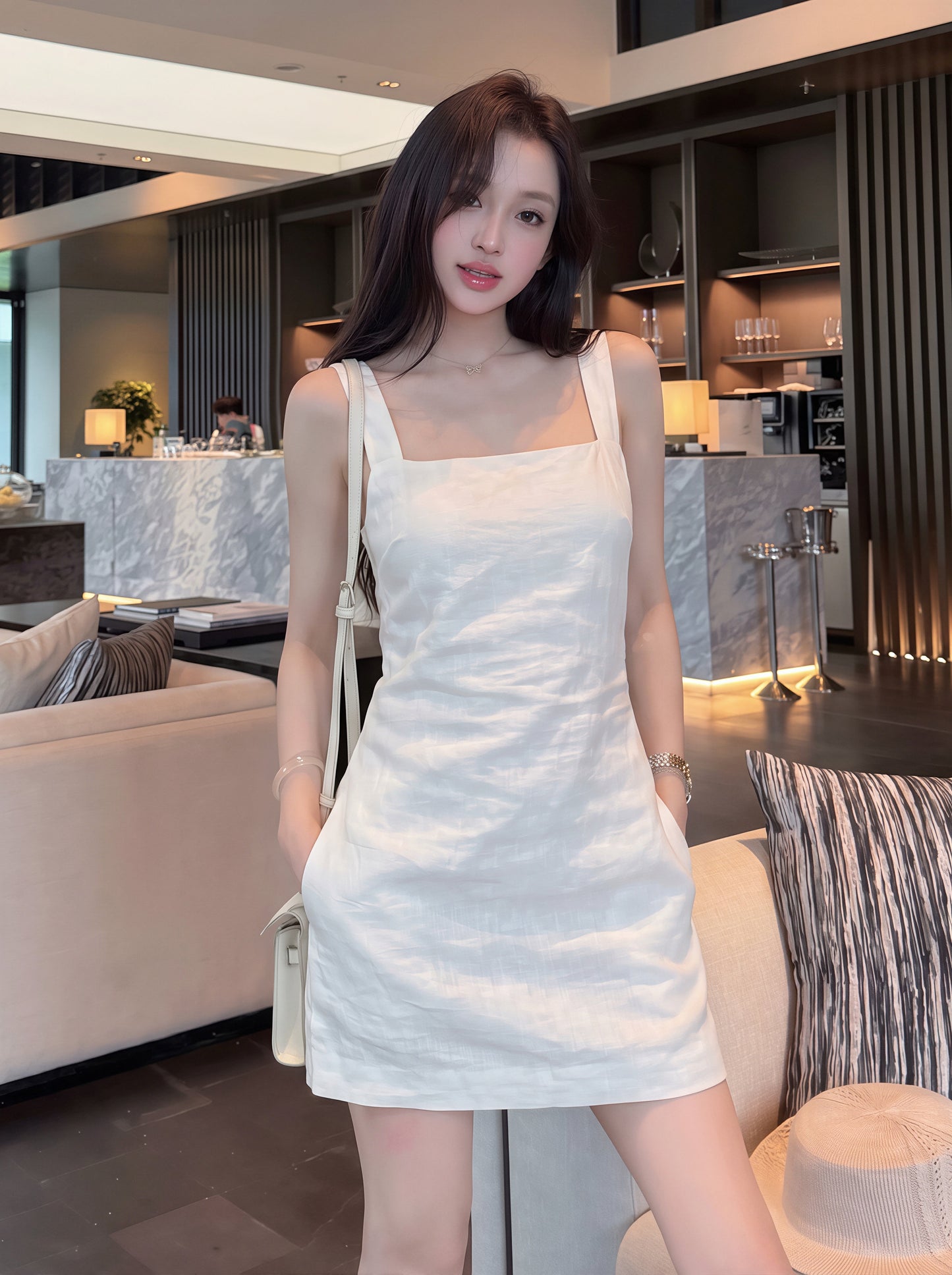 【dress】リネンキャミワンピース Q8793