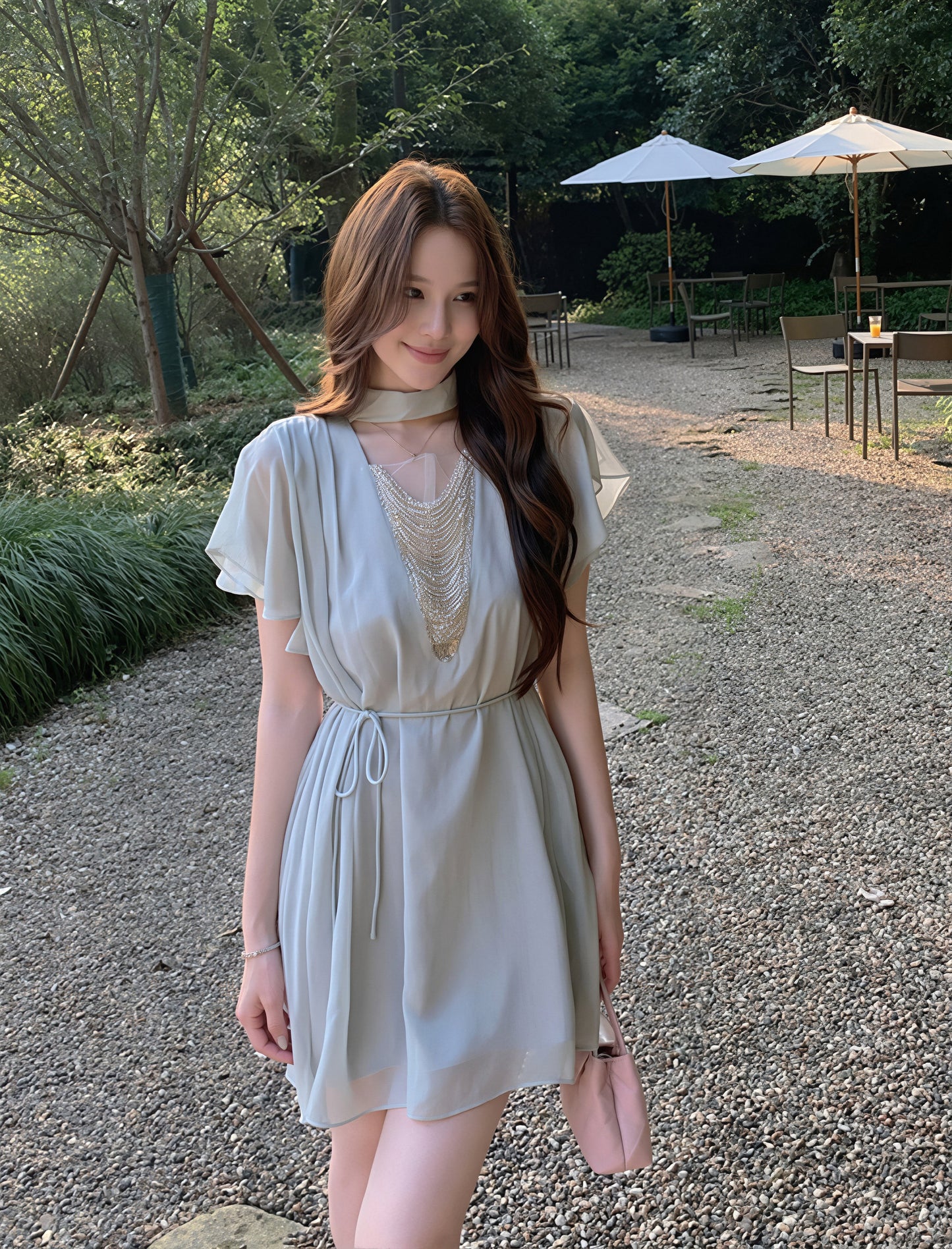 【dress】ビーズVネックワンピース Q8768