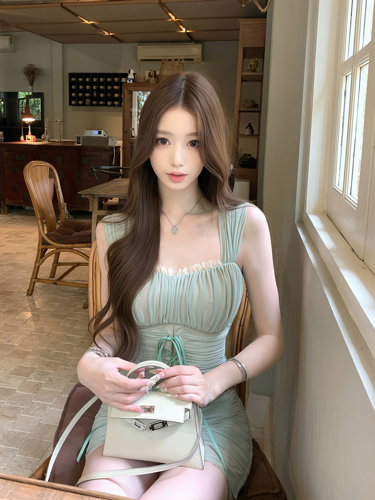 【dress】2WAYストラップギャザーミニワンピース Q8763