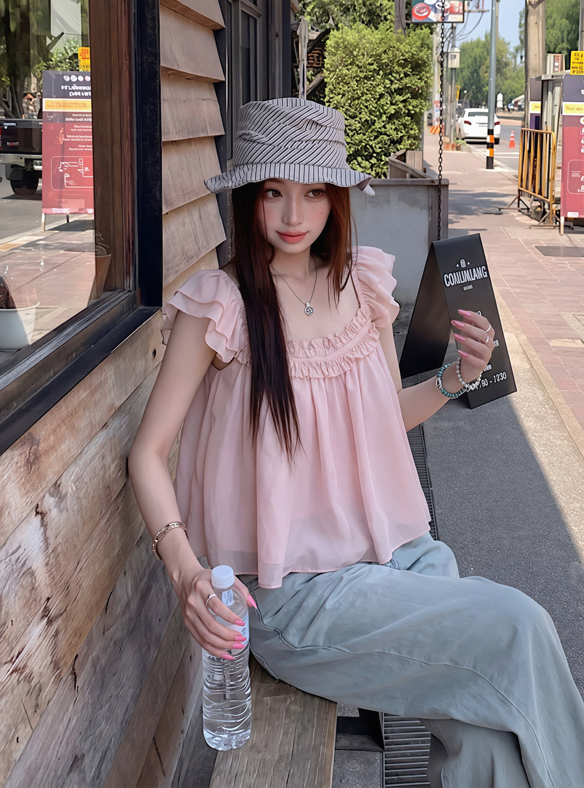 【tops】フラッタースリーブトップス Q8859