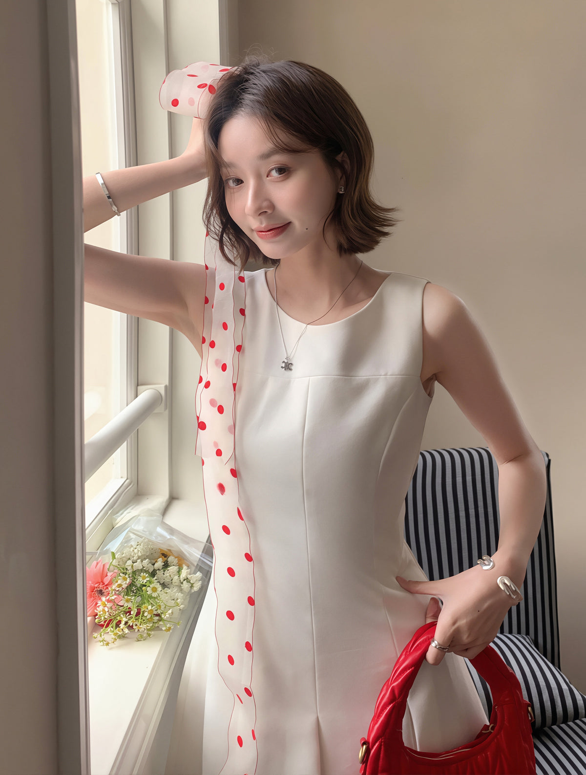 【dress】ノースリーブAラインワンピース Q8806